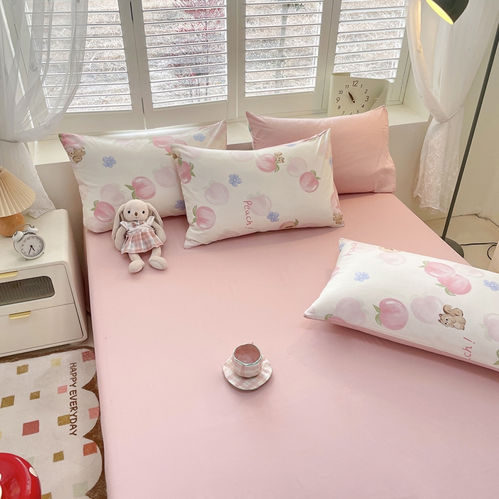 91家纺网 家纺一手货源 找家纺 宜家坊 2025新款全棉13070单床单床笠纯棉单品枕套床笠床单（有预缩尺寸 售后无忧 免费提供买家秀） 蜜桃松鼠