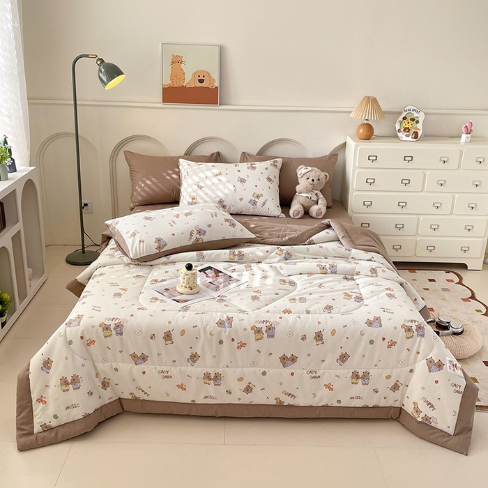 91家纺网 家纺一手货源 找家纺 丫丫家纺2025全棉夏被碎花卡通小清新简约纯棉夏凉被夏被四件套三件套风格三 卡皮吧啦