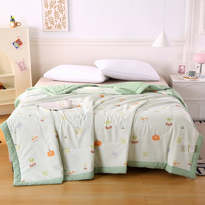 91家纺网 家纺一手货源 找家纺 欧朵2025新款A类水洗棉夏被系列 南瓜乐园