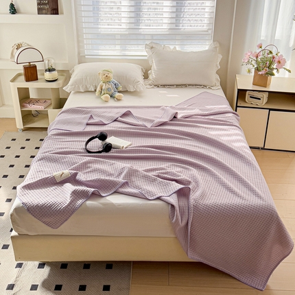 91家纺网 家纺一手货源 找家纺 （总）十九色 2025新款全尺寸三角针盖毯夏被华夫格双面冷感夏被毯