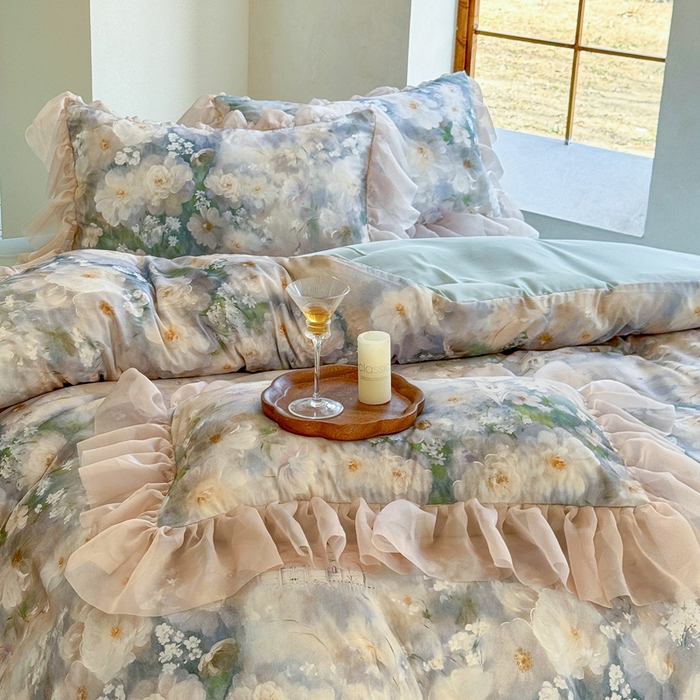 91家纺网 家纺一手货源 找家纺 仟网汇 2025新款韩版棉代尔法式四件套 朱蒂