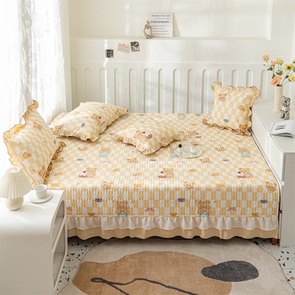 91家纺网 家纺一手货源 找家纺 （总）美优兰 2025新款全棉防滑榻榻米炕垫纯棉床盖三件套