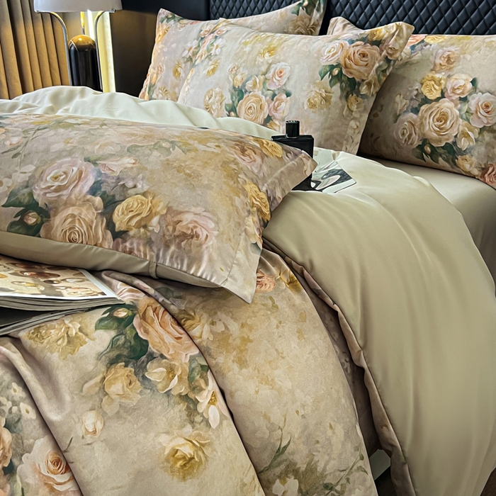 91家纺网 家纺一手货源 找家纺 仟网汇 2025新款棉代尔轻奢系列四件套 波西亚