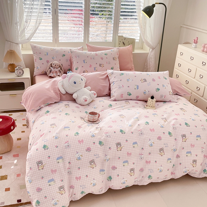 91家纺网 家纺一手货源 找家纺 宜家坊 2025全棉13070单被套印花小清新卡通碎花纯棉单品被套枕套（有预缩售后无忧 免费提供买家秀） 小不点们