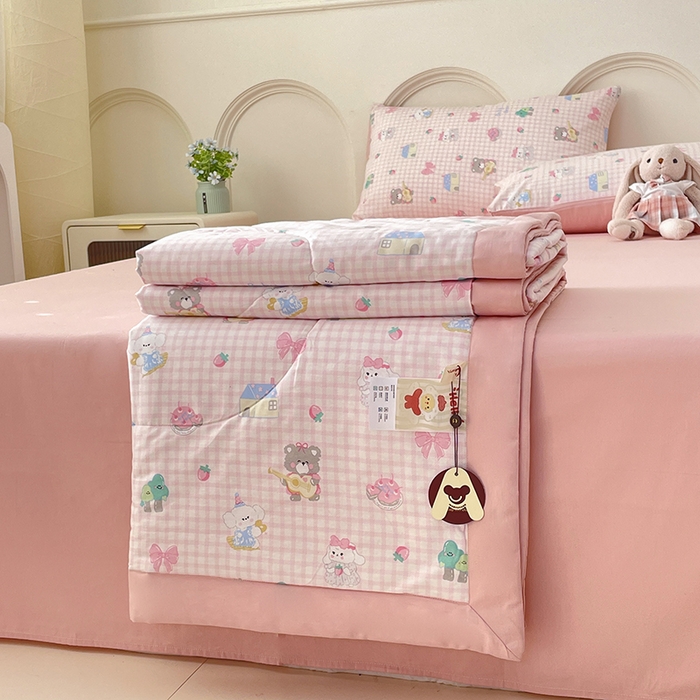 91家纺网 家纺一手货源 找家纺 丫丫家纺2025全棉夏被碎花卡通小清新简约纯棉夏凉被夏被四件套三件套风格三 小不点们