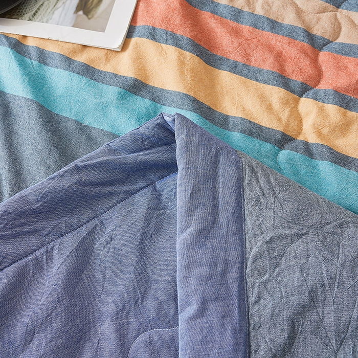 91家纺网 家纺一手货源 找家纺 招财星家纺 2025新款新疆棉花被夏被100%里外全棉棉花夏被无印风全棉色织水洗棉夏凉被空调被春秋被单人可机洗 京都