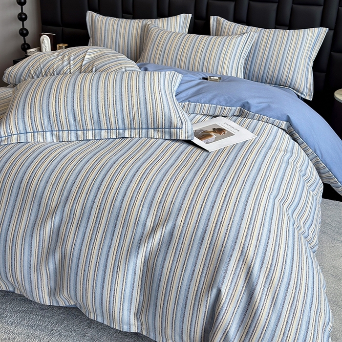 91家纺网 家纺一手货源 找家纺 海洋家纺 2026新款全棉磨毛四件套 艾尔伦 蓝