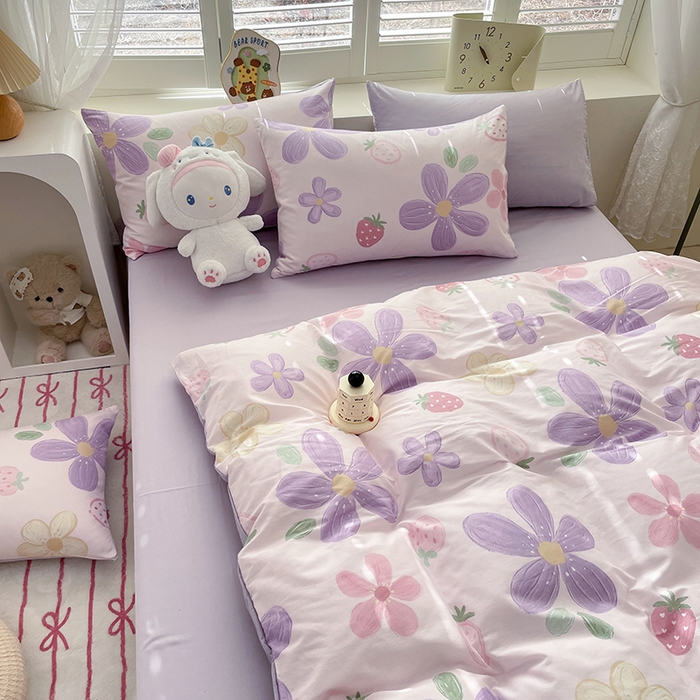 91家纺网 家纺一手货源 找家纺 宜家坊 2025新款全棉13070单床单床笠纯棉单品枕套床笠床单（有预缩尺寸 售后无忧 免费提供买家秀） 泫雅紫