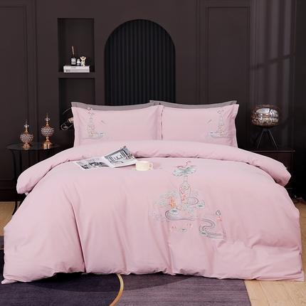 91家纺网 家纺一手货源 找家纺 （总）浩情国际婚庆供货中心 2026新品春夏四季款全棉纯棉高端绣花四件套-爱丽莎