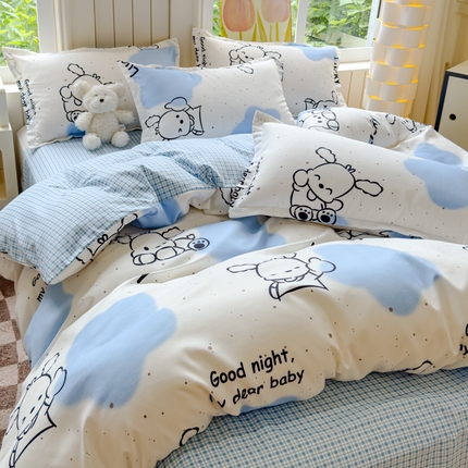 91家纺网 家纺一手货源 找家纺 （总）佑佳家纺 2024新款140克磨毛印花植物羊绒单被套磨毛四件套