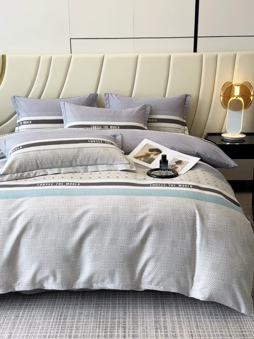 91家纺网 家纺一手货源 找家纺 海洋家纺 2025新款全棉磨毛四件套 摩登气息