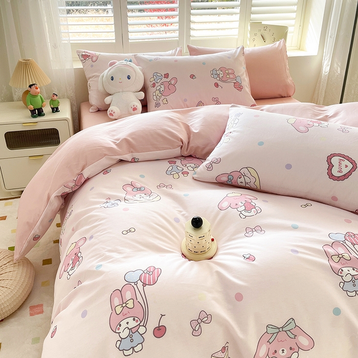 91家纺网 家纺一手货源 找家纺 宜家坊 2025热款全棉四件套学生床三件套单品床单床笠单被套印花小清新卡通碎花纯棉三四件套 美乐乐蒂