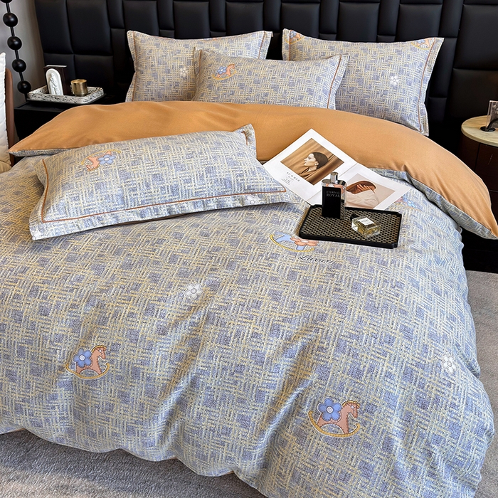 91家纺网 家纺一手货源 找家纺 海洋家纺 2025新款全棉磨毛四件套 芙拉