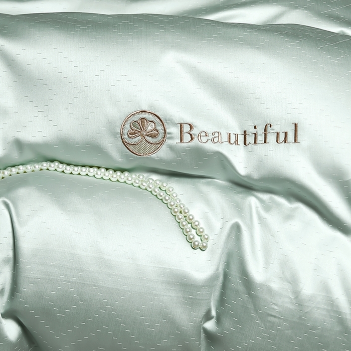 91家纺网 家纺一手货源 找家纺 U品汇 2025新款60支双股120s天丝棉提花莱赛尔纤维刺绣花四件套纯棉全棉凉感丝滑（罗宾） 罗宾-霜叶绿