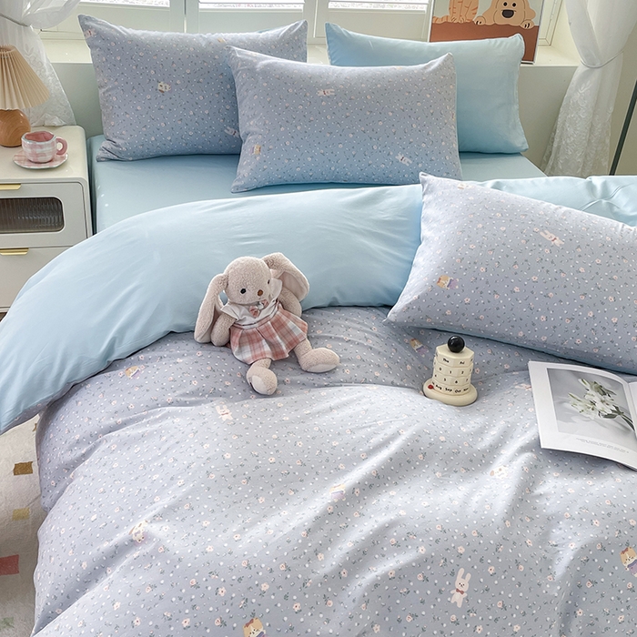 91家纺网 家纺一手货源 找家纺 宜家坊 2025热款全棉四件套学生床三件套单品床单床笠单被套印花小清新卡通碎花纯棉三四件套 嘉兰