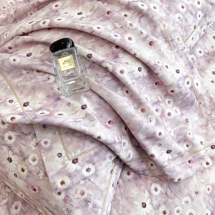 91家纺网 家纺一手货源 找家纺 2025年新款全棉长绒棉数码印花四件套思妍-紫