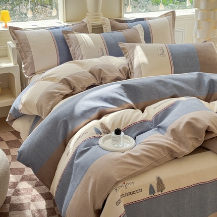 91家纺网 家纺一手货源 找家纺 （总）佑佳家纺 2024新款140克磨毛印花植物羊绒单被套磨毛四件套