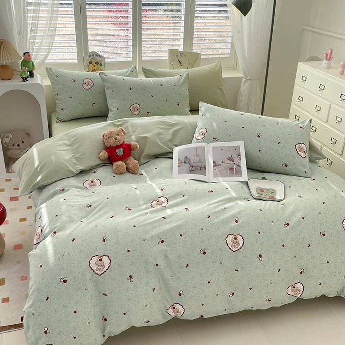 91家纺网 家纺一手货源 找家纺 宜家坊 2025全棉13070单被套印花小清新卡通碎花纯棉单品被套枕套（有预缩售后无忧 免费提供买家秀） 小可爱樱桃