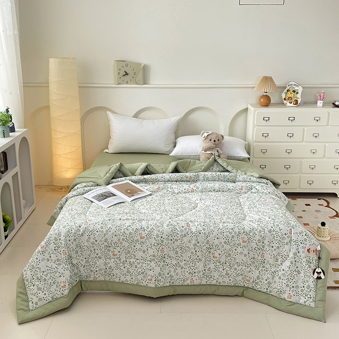 91家纺网 家纺一手货源 找家纺 丫丫2025全棉夏被碎花卡通小清新简约纯棉夏凉被夏被四件套三件套风格三 松鼠小鹿