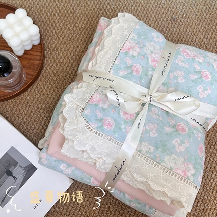 91家纺网 家纺一手货源 找家纺 （总）荣轩家居 2025新款全棉双层纱镂空花边工艺款四件套