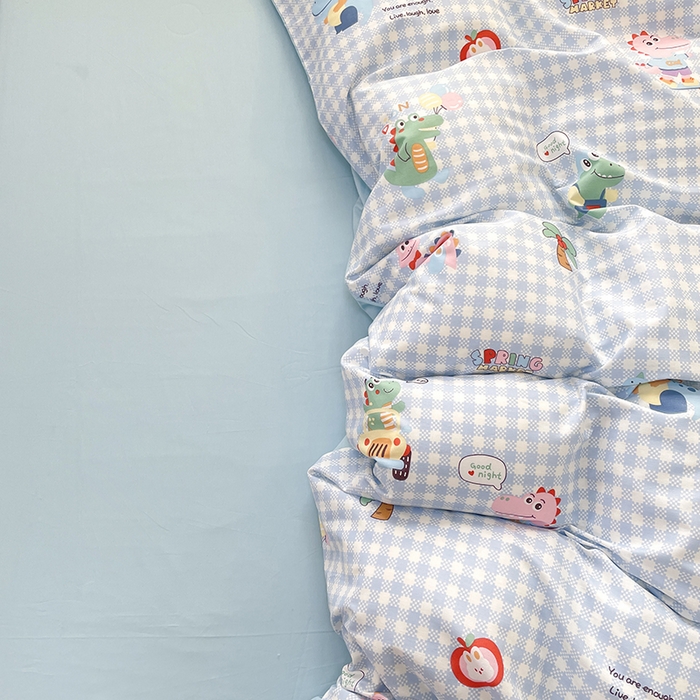 91家纺网 家纺一手货源 找家纺 宜家坊 2025新款全棉13070单床单床笠纯棉单品枕套床笠床单（有预缩尺寸 售后无忧 免费提供买家秀） 小恐龙