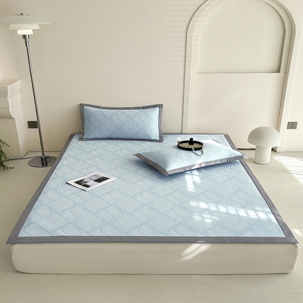 网客家纺 2025新款高分子PE（聚乙烯）提花凉感软席 夏梦-蓝