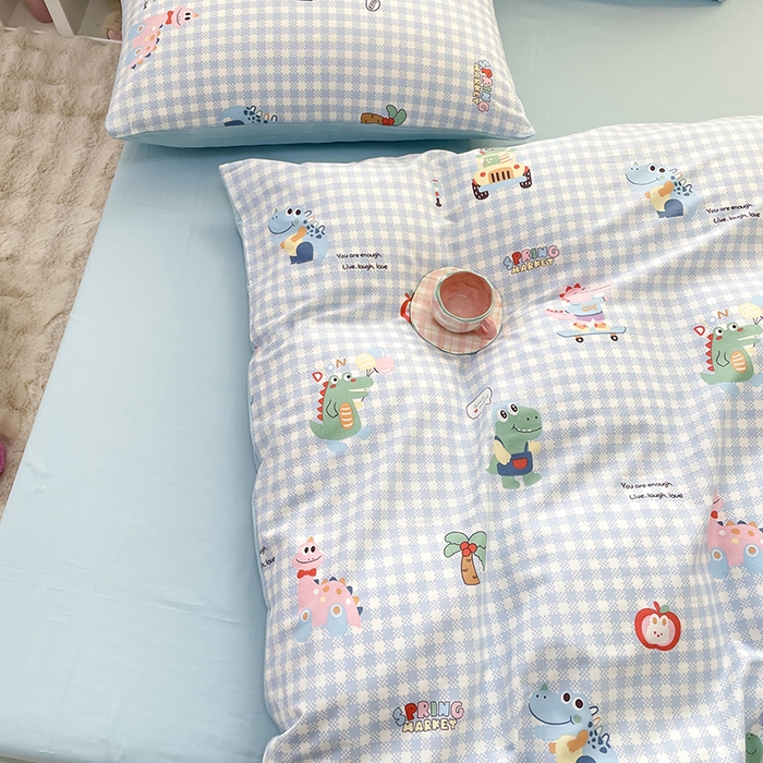 91家纺网 家纺一手货源 找家纺 宜家坊 2025新款全棉13070单床单床笠纯棉单品枕套床笠床单（有预缩尺寸 售后无忧 免费提供买家秀） 小恐龙