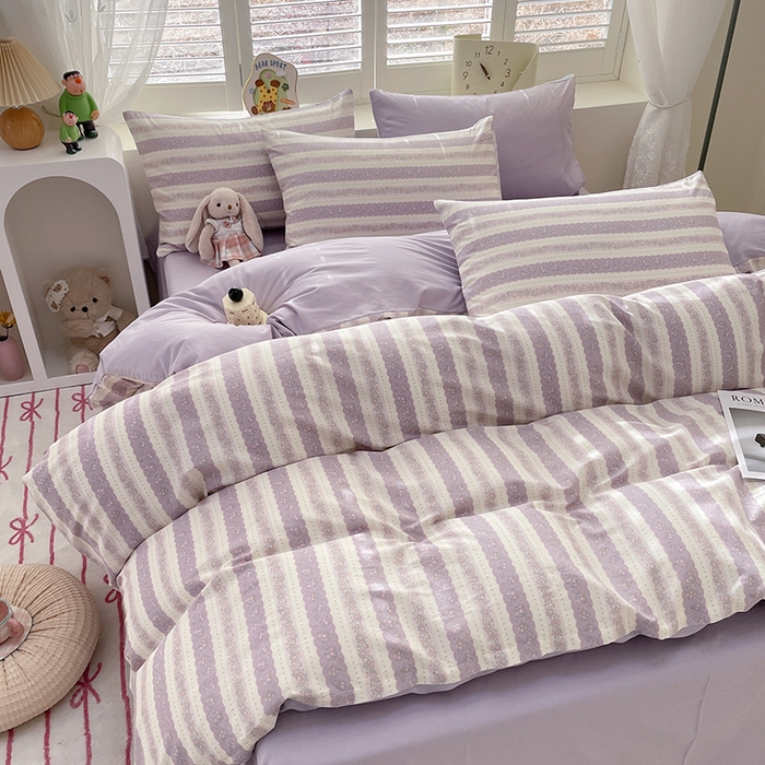 91家纺网 家纺一手货源 找家纺 宜家坊 2025全棉13070单被套印花小清新卡通碎花纯棉单品被套枕套（有预缩售后无忧 免费提供买家秀） 紫朱花