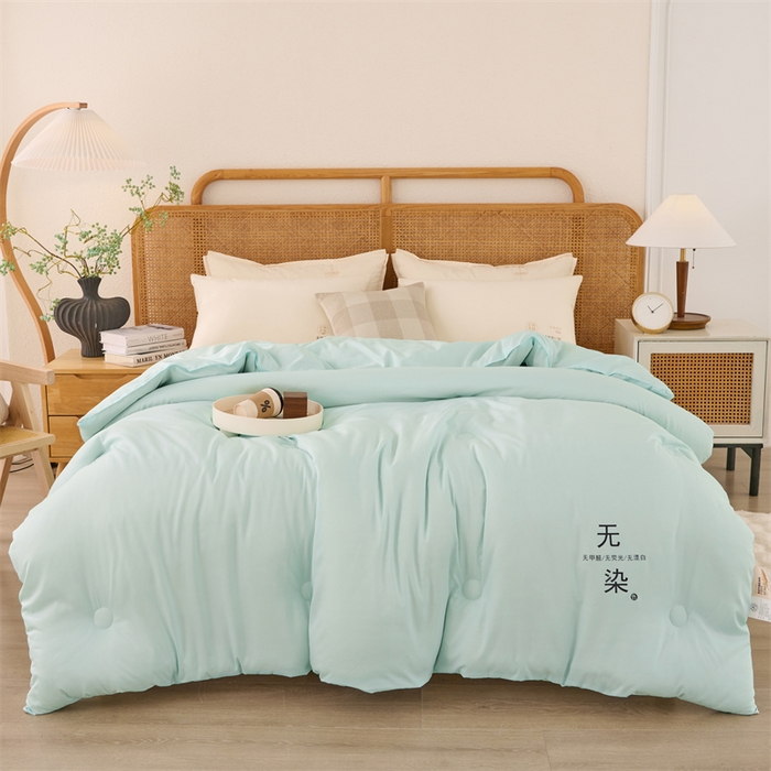 91家纺网 家纺一手货源 找家纺 瑶瑶家居床垫 2025新款水洗棉磨毛大豆纤维被无染 无染-浅绿