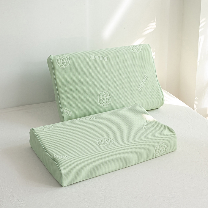 91家纺网 家纺一手货源 找家纺 萌番宝 2025山茶花冰丝凉感凉感丝乳胶枕夏季冰凉感 山茶花绿色