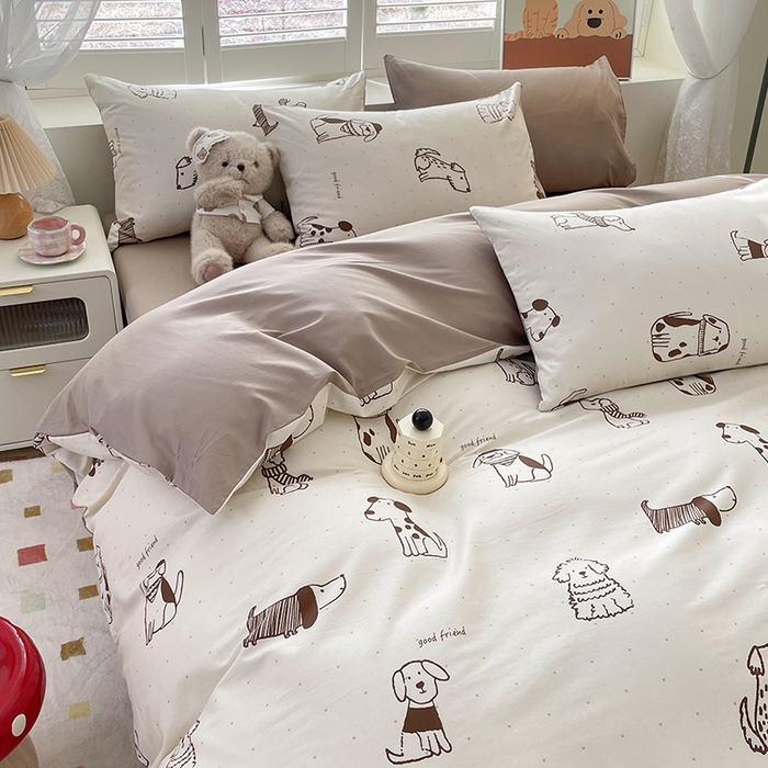 91家纺网 家纺一手货源 找家纺 宜家坊 2025全棉13070单被套印花小清新卡通碎花纯棉单品被套枕套（有预缩售后无忧 免费提供买家秀） 休闲狗
