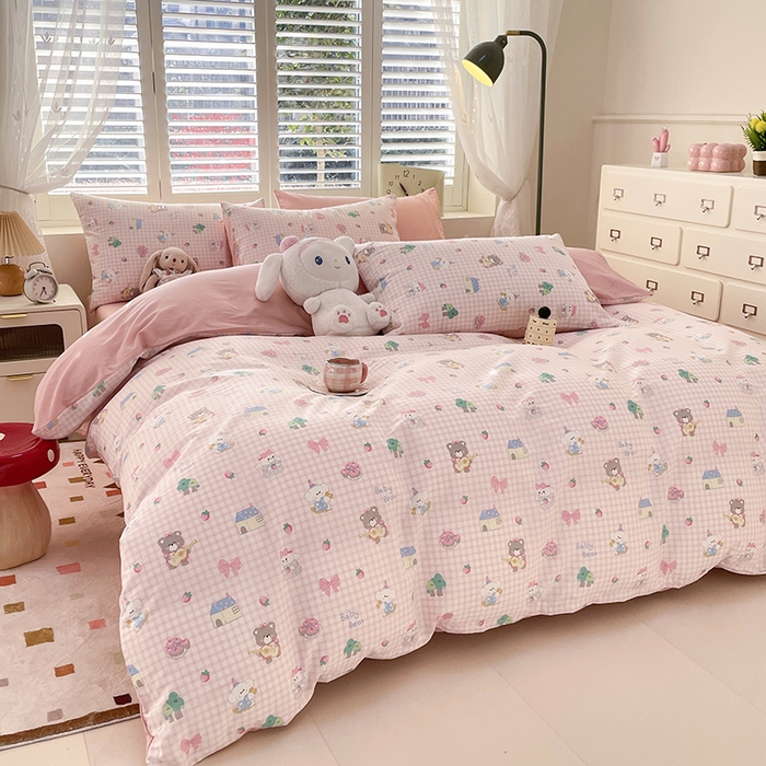 91家纺网 家纺一手货源 找家纺 宜家坊 2025全棉13070单被套印花小清新卡通碎花纯棉单品被套枕套（有预缩售后无忧 免费提供买家秀） 小不点们