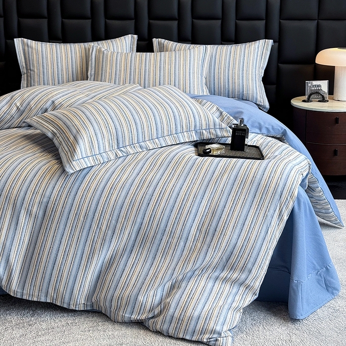 91家纺网 家纺一手货源 找家纺 海洋家纺 2026新款全棉磨毛四件套 艾尔伦 蓝