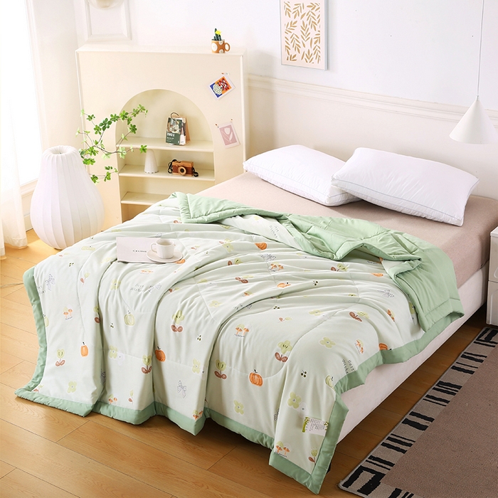 91家纺网 家纺一手货源 找家纺 欧朵2025新款A类水洗棉夏被系列 南瓜乐园