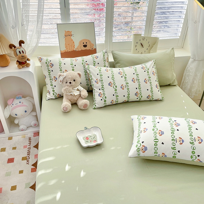 91家纺网 家纺一手货源 找家纺 宜家坊 2025新款全棉13070单床单床笠纯棉单品枕套床笠床单（有预缩尺寸 售后无忧 免费提供买家秀） 字母狗