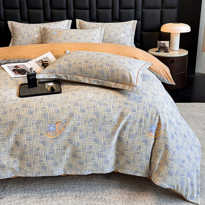 91家纺网 家纺一手货源 找家纺 海洋家纺 2025新款全棉磨毛四件套 芙拉