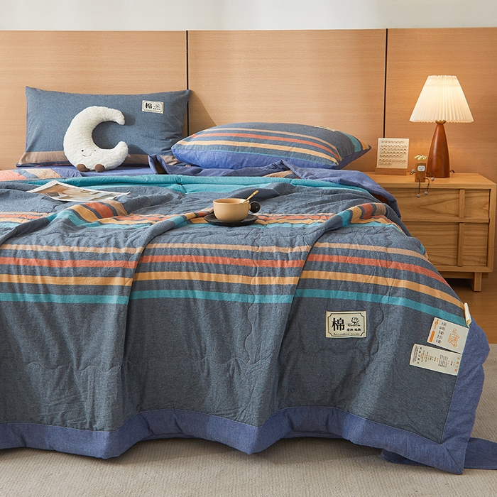 91家纺网 家纺一手货源 找家纺 招财星家纺 2025新款新疆棉花被夏被100%里外全棉棉花夏被无印风全棉色织水洗棉夏凉被空调被春秋被单人可机洗 京都