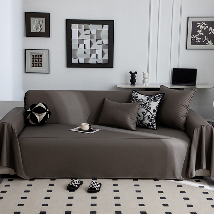 91家纺网 家纺一手货源 找家纺 沐沐家纺 2026新款科技布沙发巾 咖色