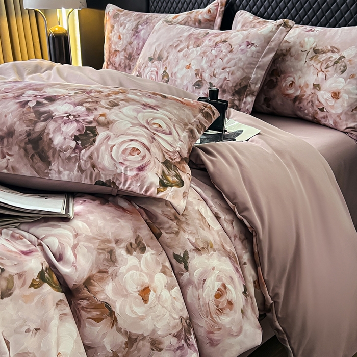 91家纺网 家纺一手货源 找家纺 仟网汇 2025新款棉代尔轻奢系列四件套 朵拾