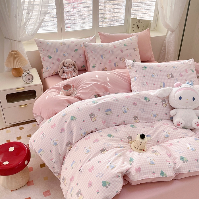 91家纺网 家纺一手货源 找家纺 宜家坊 2025全棉13070单被套印花小清新卡通碎花纯棉单品被套枕套（有预缩售后无忧 免费提供买家秀） 小不点们