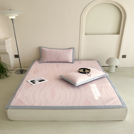 网客家纺 2025新款高分子PE（聚乙烯）提花凉感软席 曲谧时光-粉