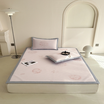 网客家纺 2025新款高分子PE（聚乙烯）提花凉感软席 圆梦玫瑰-粉