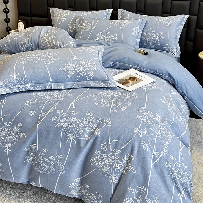 91家纺网 家纺一手货源 找家纺 海洋家纺 2025新款全棉磨毛四件套 晨暮间 灰