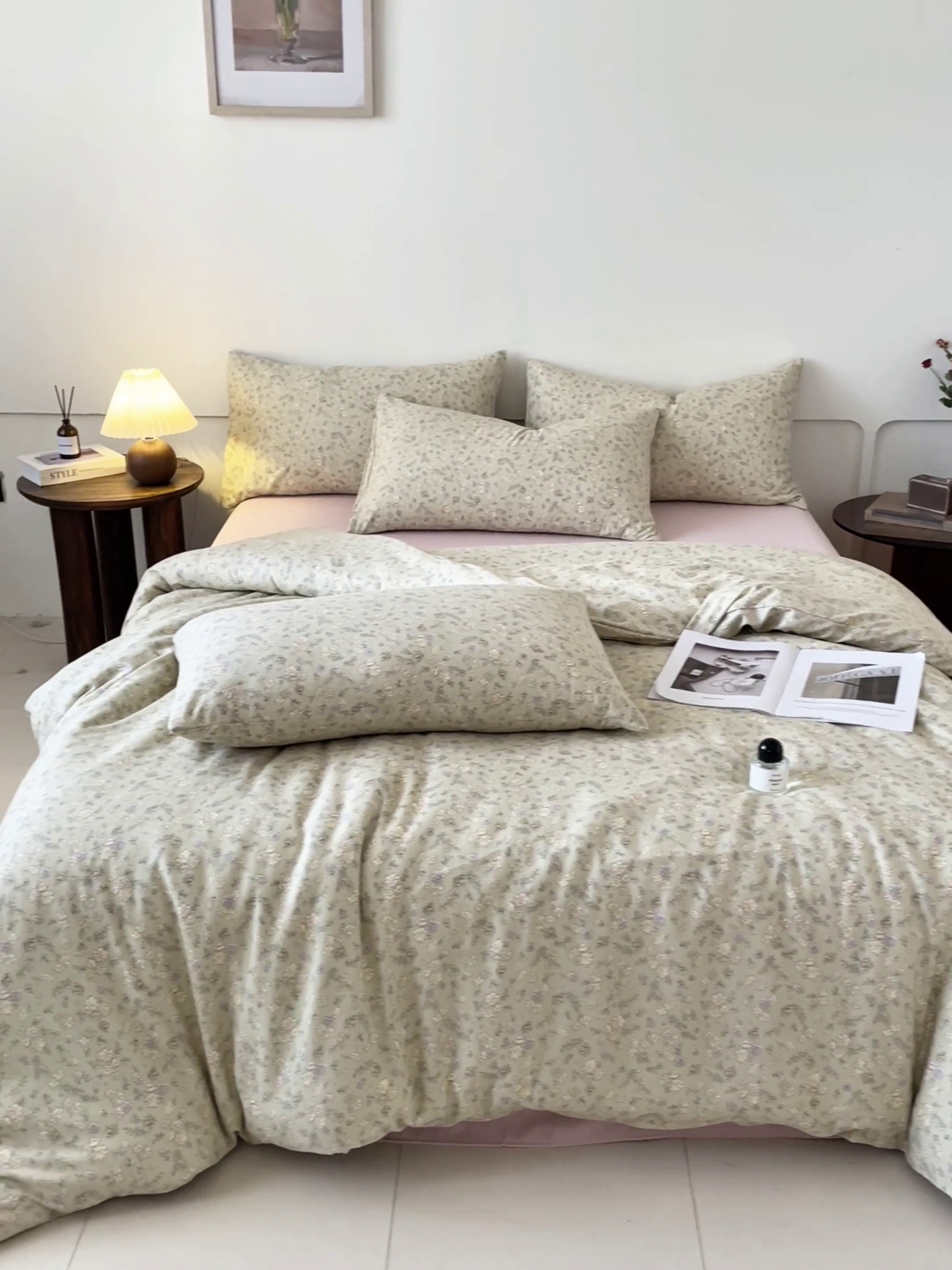 91家纺网 家纺一手货源 找家纺 诺梵家纺 2025新款有氧双层纱印花四件套 花夕子