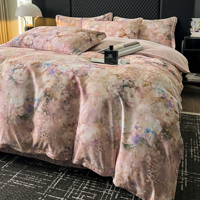 91家纺网 家纺一手货源 找家纺 仟网汇 2025新款棉代尔轻奢系列四件套 梅芙