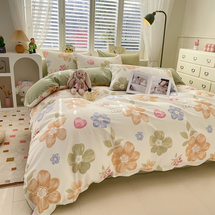 91家纺网 家纺一手货源 找家纺 宜家坊 2025热款全棉四件套学生床三件套单品床单床笠单被套印花小清新卡通碎花纯棉三四件套 云锦花卉