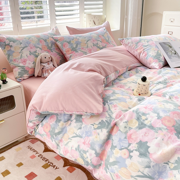 91家纺网 家纺一手货源 找家纺 宜家坊 2025全棉13070单被套印花小清新卡通碎花纯棉单品被套枕套（有预缩售后无忧 免费提供买家秀） 郁金花开