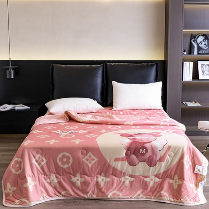 91家纺网 家纺一手货源 找家纺 摩卡（乐趣） 2025新款春夏新款夏凉被 冰激凌大豆夏被 天使熊粉