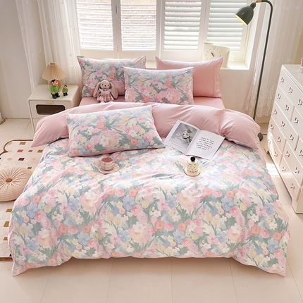 91家纺网 家纺一手货源 找家纺 （总）宜家坊 2025全棉13070单被套印花小清新卡通碎花纯棉单品被套枕套（有预缩售后无忧 免费提供买家秀）