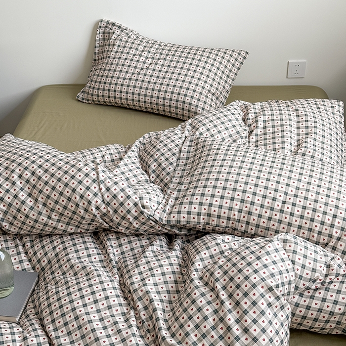 91家纺网 家纺一手货源 找家纺 窝米 2025新品简约时尚双层纱系列四件套 秘境绿